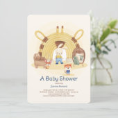 Bunny Blue Baby shower Invitation (Debout devant)