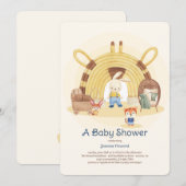 Bunny Blue Baby shower Invitation Kaart (Voorkant / Achterkant)