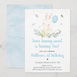 Bunny Blue Boy Green Invitation Anniversaire
