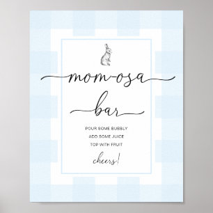 Bunny Blue Gingham Baby shower Mam-osa Bar Sign Poster