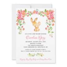 Bunny Boho Floral Invitation Roze Baby shower