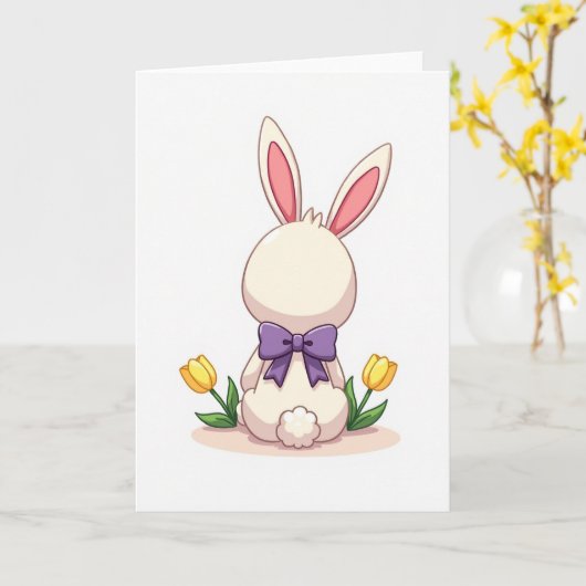 Bunny Bow Springtime Card Kaart (Gele Bloem)