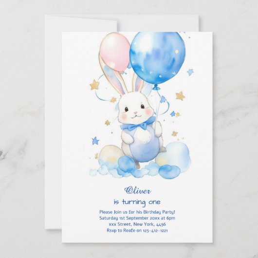 Bunny Boy Invitation d'anniversaire (Devant)