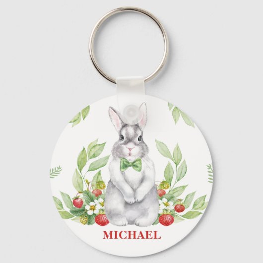 Bunny Boy Monogrammed Sleutelhanger (Voorkant)