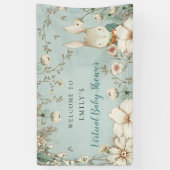  Bunny Boy Welkom Virtueel Baby shower Spandoek (Verticaal)