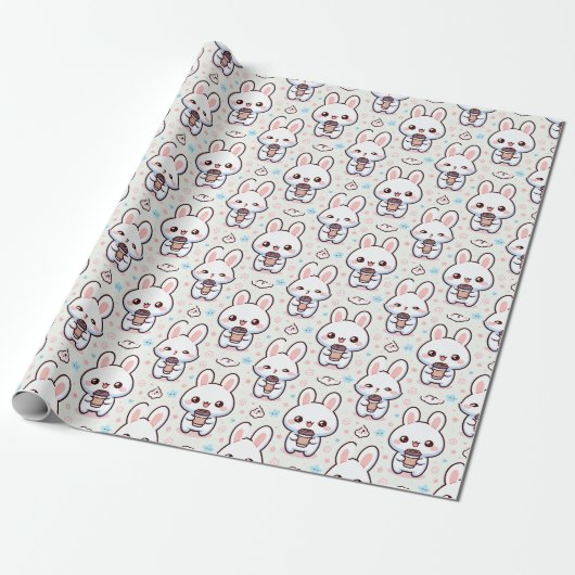 Bunny Brew Pattern Cadeaupapier (Uitgerold)
