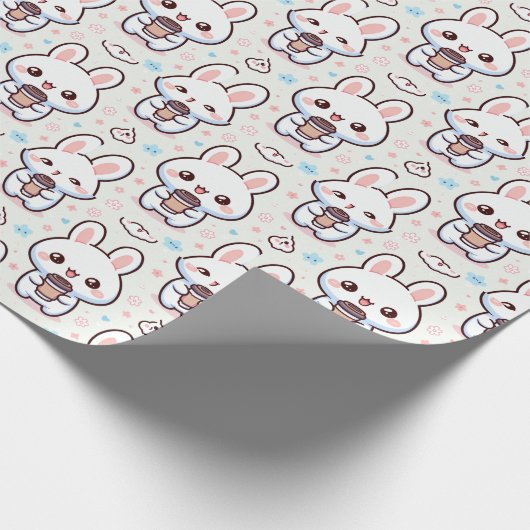 Bunny Brew Pattern Cadeaupapier (Hoek)