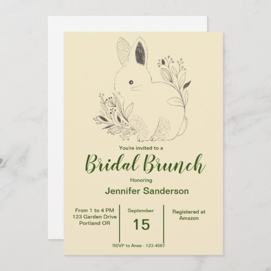 Bunny Bridal Brunch Invitation (Devant / Derrière)