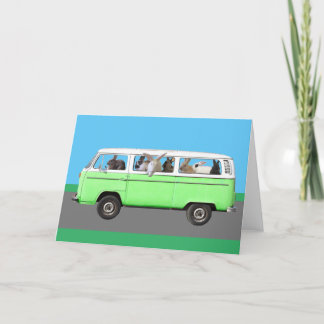 Bunny Bus Wenskaart - Groen Feestdagen Kaart