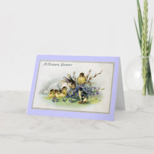 Bunny, Chicks en Primroses  Pasen Feestdagen Kaart