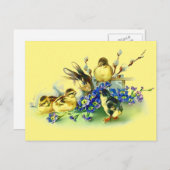 Bunny & Chicks stijl Pasen Briefkaart (Voorkant / Achterkant)