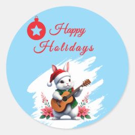 Bunny Christmas Ornaments Happy Holidays Ronde Sticker