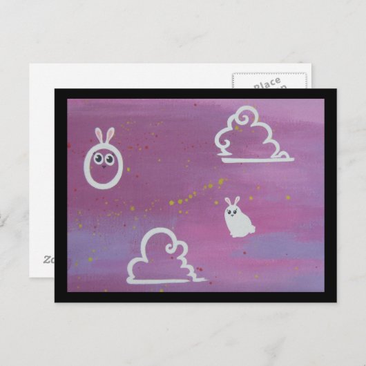 bunny clouds-briefkaarten briefkaart (Voorkant / Achterkant)