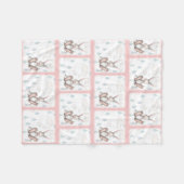 Bunny Clouds & Raindrops - Roze Fleece Deken (Voorkant (Horizontaal))