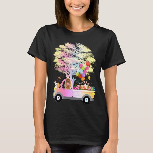 Bunny Cocker Spaniel Dog & Eggs On Truck Happy Eas T-shirt (Voorkant)