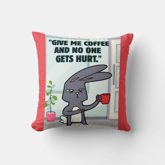 bunny coffee quote kussen (Voorkant)