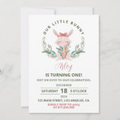 Bunny Cute Garden Anniversaire Fête Invitation (Devant)