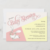 Bunny Cute Pastel Girl Baby shower Invitation (Devant)