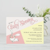 Bunny Cute Pastel Girl Baby shower Invitation (Debout devant)