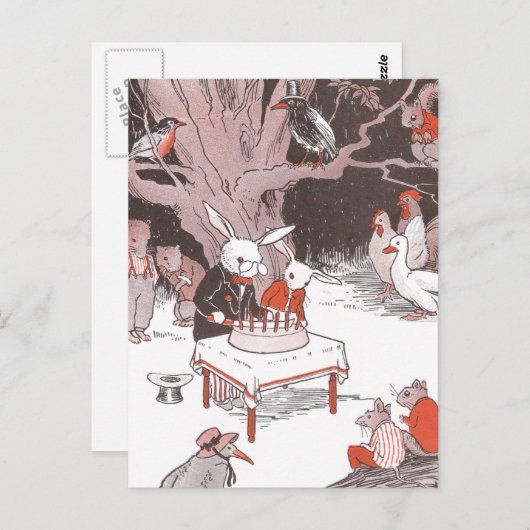 Bunny Cuts verjaardagstaart Briefkaart (Voorkant / Achterkant)