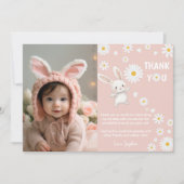 Bunny Daisy 1er anniversaire Carte de remerciement (Devant)