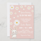 Bunny Daisy Baby shower rose Invitation (Devant)