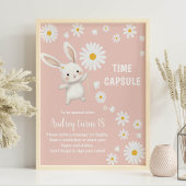 Bunny Daisy Eerste Verjaardag Tijd Capsule Teken Poster