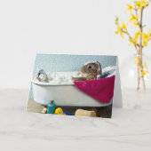 Bunny dans le bain carte de fête des mères (Fleur jaune)