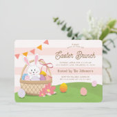 Bunny Dans Un Panier Brunch De Pâques Invitation D (Debout devant)