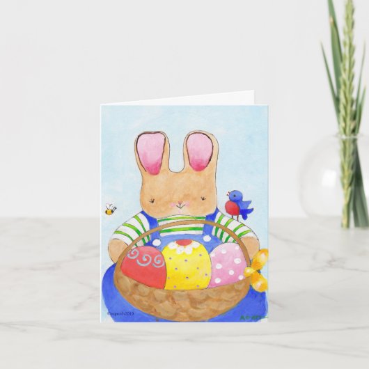 Bunny de Pâques avec panier Carte de vacances (Devant)