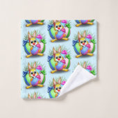 Bunny de Pâques drôle et caractère mignon Biting u (Gant de toilette)