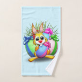 Bunny de Pâques drôle et caractère mignon Biting u (Serviette à main)
