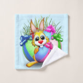 Bunny de Pâques drôle et caractère mignon Biting u (Gant de toilette)