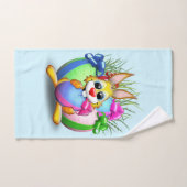 Bunny de Pâques drôle et caractère mignon Biting u (Serviette à main)