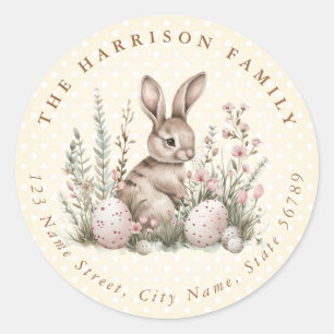 Bunny de Pâques Nom personnalisé Stickers ronds