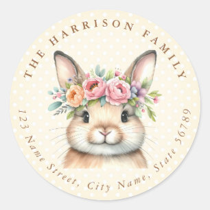 Bunny de Pâques Nom personnalisé Stickers ronds