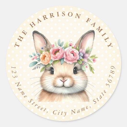 Bunny de Pâques Nom personnalisé Stickers ronds (Devant)