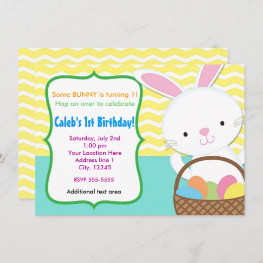 Bunny de Pâques Printemps Chevron Invitation de la (Devant / Derrière)