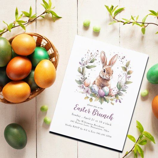 Bunny de printemps Pâques Brunch Invitation Carte 