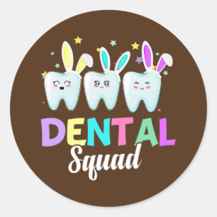 Bunny Dental Squad Dentist Happy Paasdag Ronde Sticker
