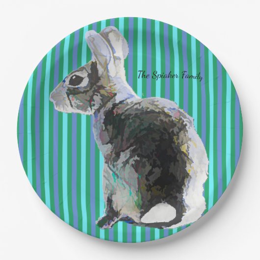 Bunny Design Paper Bord Blue Stripes (Voorkant)