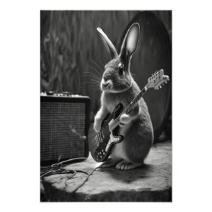 Bunny die een gitaar speelt foto afdruk