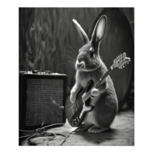 Bunny die een gitaar speelt foto afdruk
