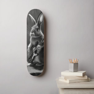 Bunny die een gitaar speelt skateboard