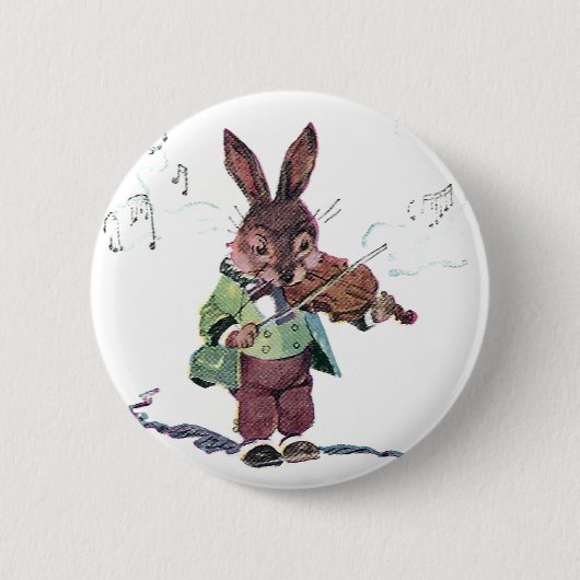 Bunny die het Violin speelt Ronde Button 5,7 Cm (Voorkant)