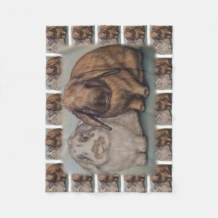 Bunny Drawing Rabbit Animal Art Fleece Deken