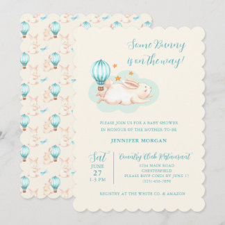 Bunny Dreams Blue Baby Shower Uitnodigingen
