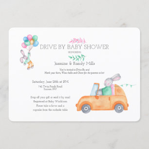 Bunny Drive by Baby shower Invitation Kaart