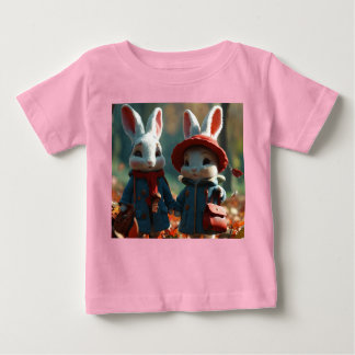 Bunny Duo in Pixar Style Baby T-shirt