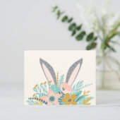 Bunny Ears in Spring Flowers Briefkaart (Staand voorkant)